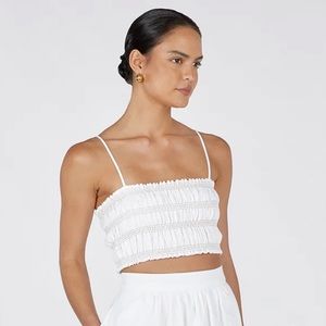 DISSH Bianca White Shirred Linen Top